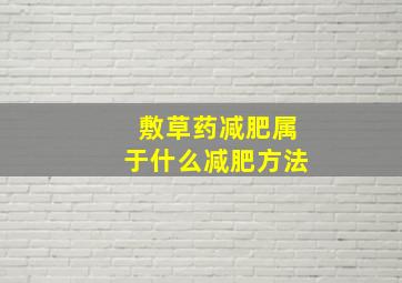 敷草药减肥属于什么减肥方法