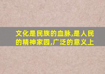 文化是民族的血脉,是人民的精神家园,广泛的意义上