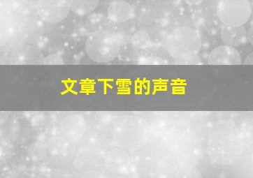 文章下雪的声音