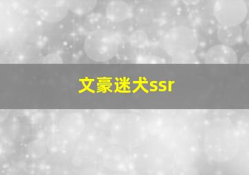 文豪迷犬ssr