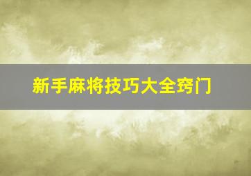 新手麻将技巧大全窍门