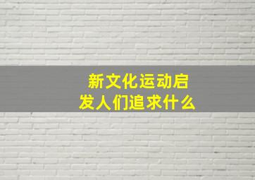 新文化运动启发人们追求什么