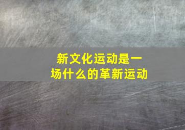 新文化运动是一场什么的革新运动