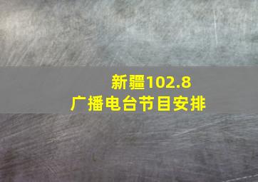 新疆102.8广播电台节目安排