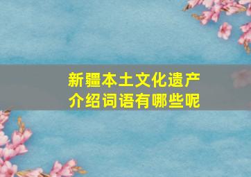 新疆本土文化遗产介绍词语有哪些呢