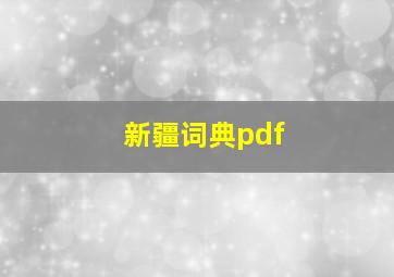 新疆词典pdf