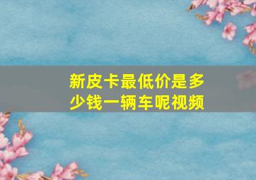 新皮卡最低价是多少钱一辆车呢视频