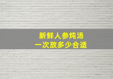 新鲜人参炖汤一次放多少合适