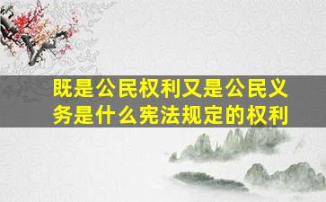 既是公民权利又是公民义务是什么宪法规定的权利