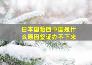 日本国籍回中国是什么原因签证办不下来