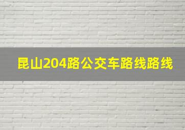 昆山204路公交车路线路线