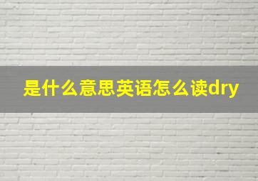 是什么意思英语怎么读dry