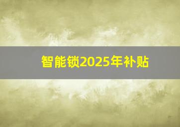 智能锁2025年补贴