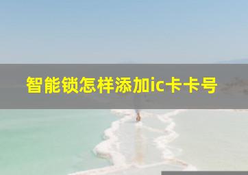 智能锁怎样添加ic卡卡号