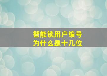 智能锁用户编号为什么是十几位