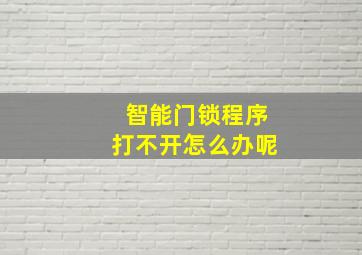 智能门锁程序打不开怎么办呢