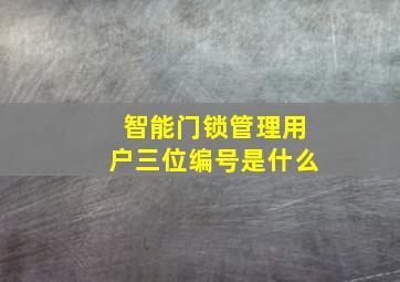 智能门锁管理用户三位编号是什么