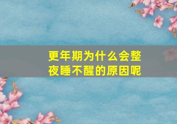 更年期为什么会整夜睡不醒的原因呢