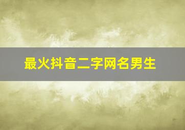 最火抖音二字网名男生