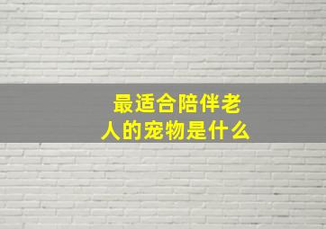 最适合陪伴老人的宠物是什么