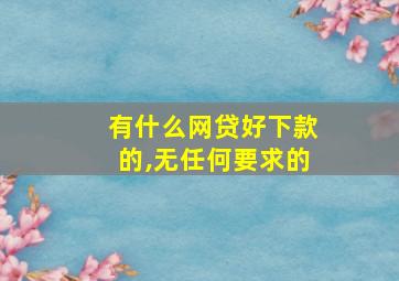 有什么网贷好下款的,无任何要求的