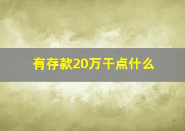 有存款20万干点什么