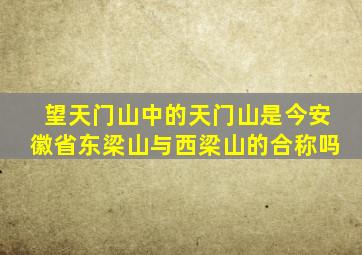 望天门山中的天门山是今安徽省东梁山与西梁山的合称吗