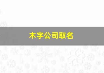 木字公司取名