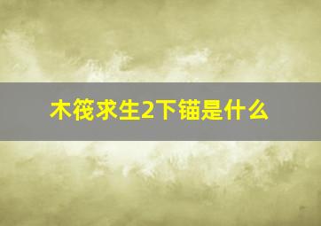 木筏求生2下锚是什么