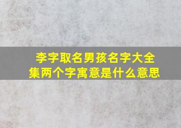 李字取名男孩名字大全集两个字寓意是什么意思