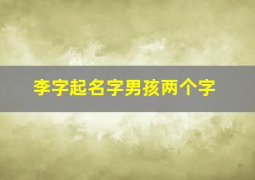 李字起名字男孩两个字