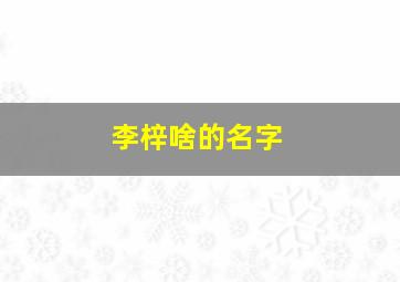 李梓啥的名字