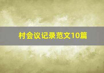 村会议记录范文10篇