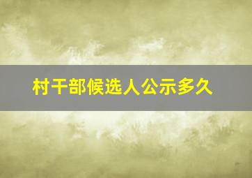 村干部候选人公示多久