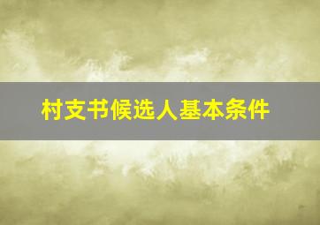 村支书候选人基本条件