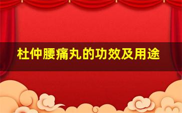 杜仲腰痛丸的功效及用途