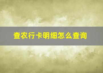 查农行卡明细怎么查询