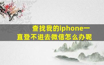 查找我的iphone一直登不进去微信怎么办呢