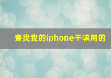 查找我的iphone干嘛用的