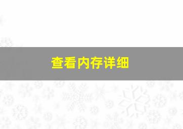 查看内存详细