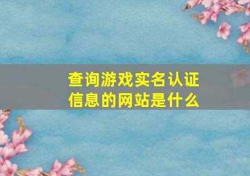 查询游戏实名认证信息的网站是什么