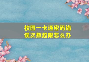 校园一卡通密码错误次数超限怎么办