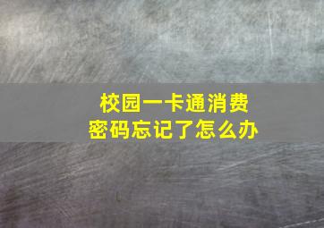 校园一卡通消费密码忘记了怎么办