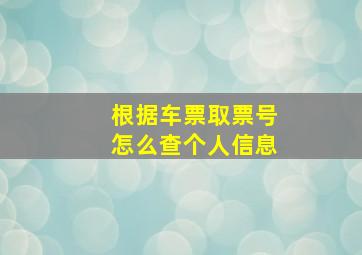 根据车票取票号怎么查个人信息