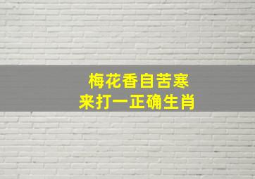 梅花香自苦寒来打一正确生肖