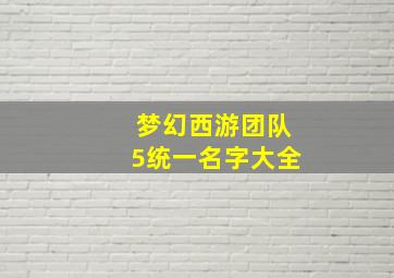 梦幻西游团队5统一名字大全