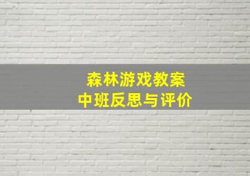 森林游戏教案中班反思与评价