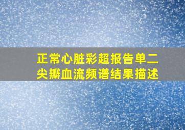 正常心脏彩超报告单二尖瓣血流频谱结果描述