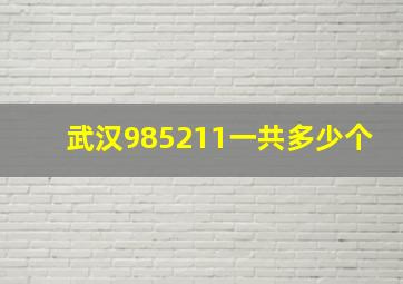 武汉985211一共多少个