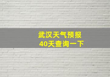 武汉天气预报40天查询一下